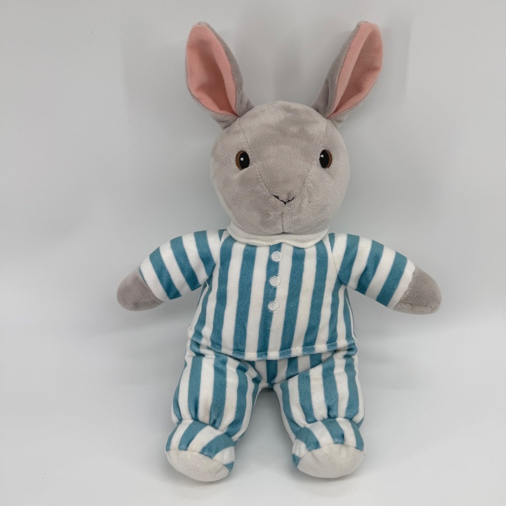 Kohls Cares Goodnight Moon Bunny Plush Stuffed Animal Blue White Striped PJs 15"